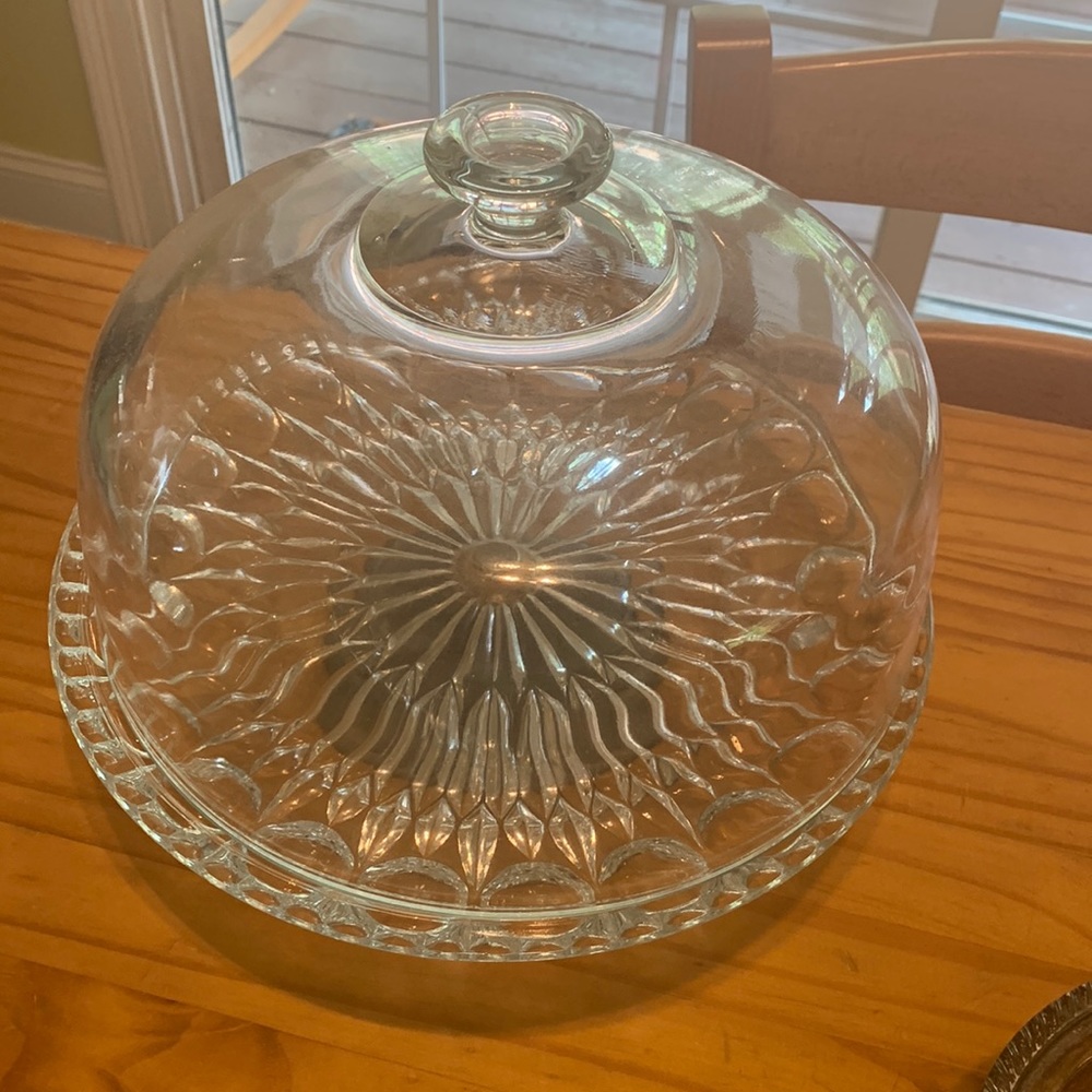 Cake plate with cover, sterling silver base.  The cover is very heavy.